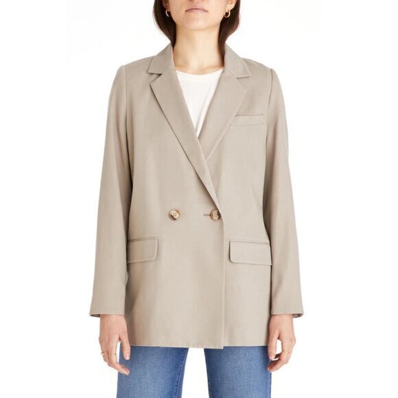 Madewell Caldwell Drapeweave Double Breasted Blazer In Pumice S - Picture 1 of 7
